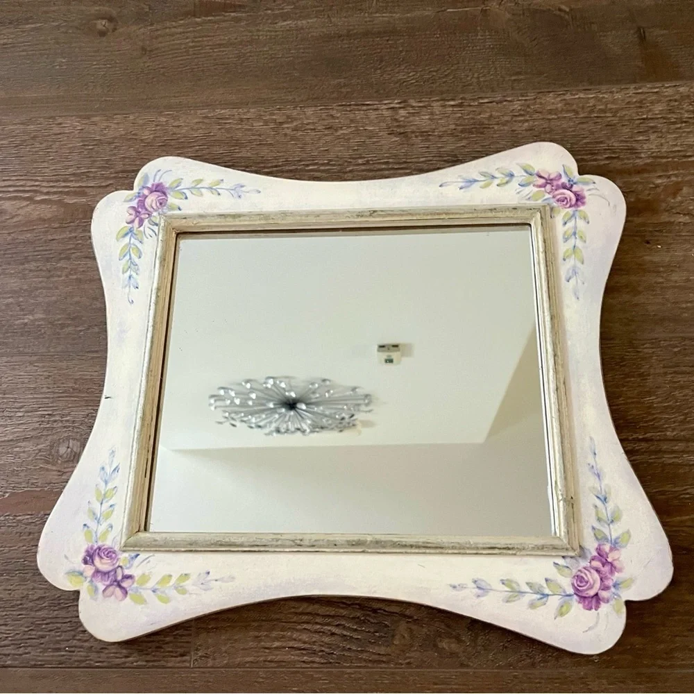 Floral Cream and Purple Wall Mirror